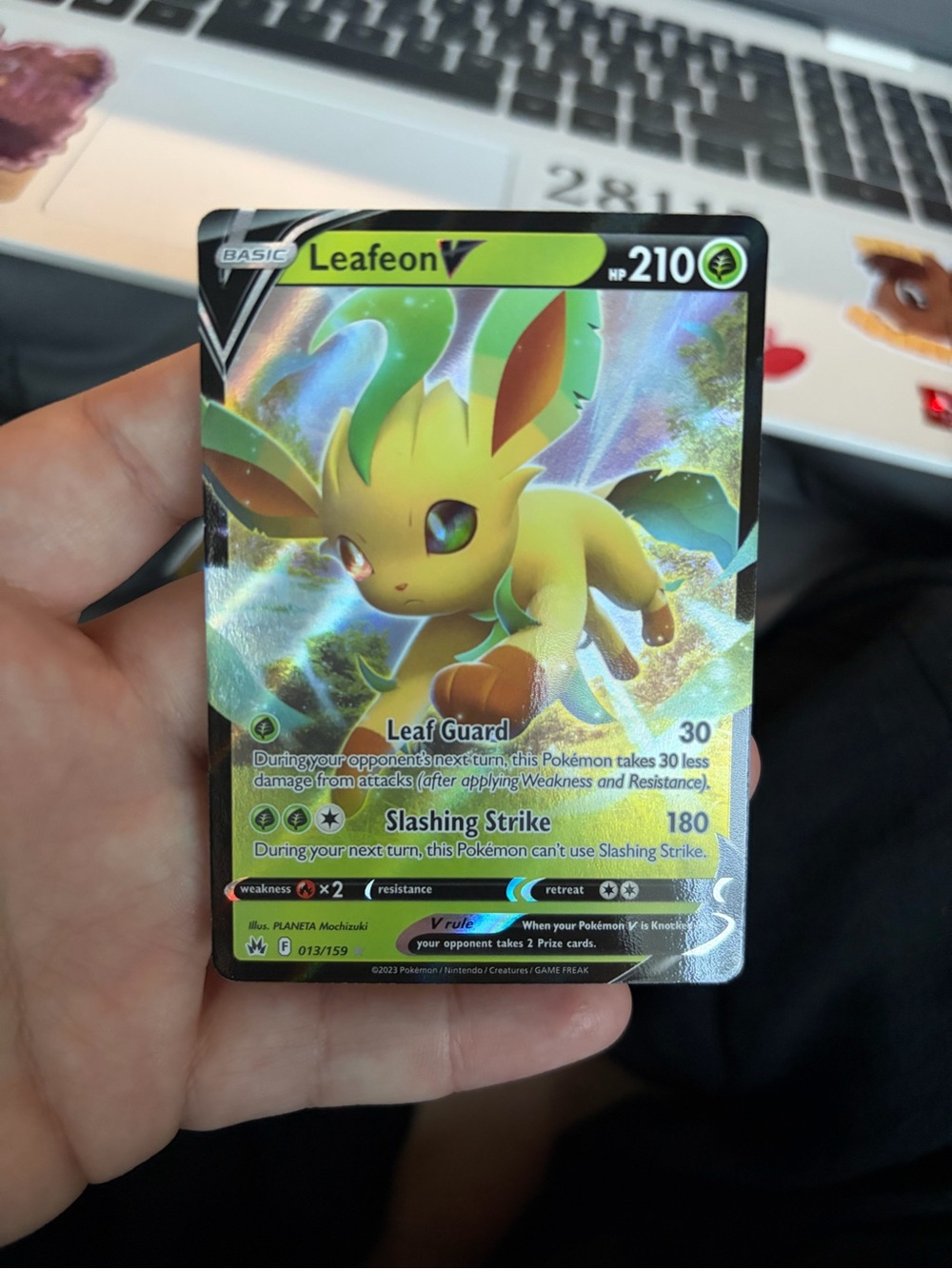 Leafeon V Holo Trading Card - Green